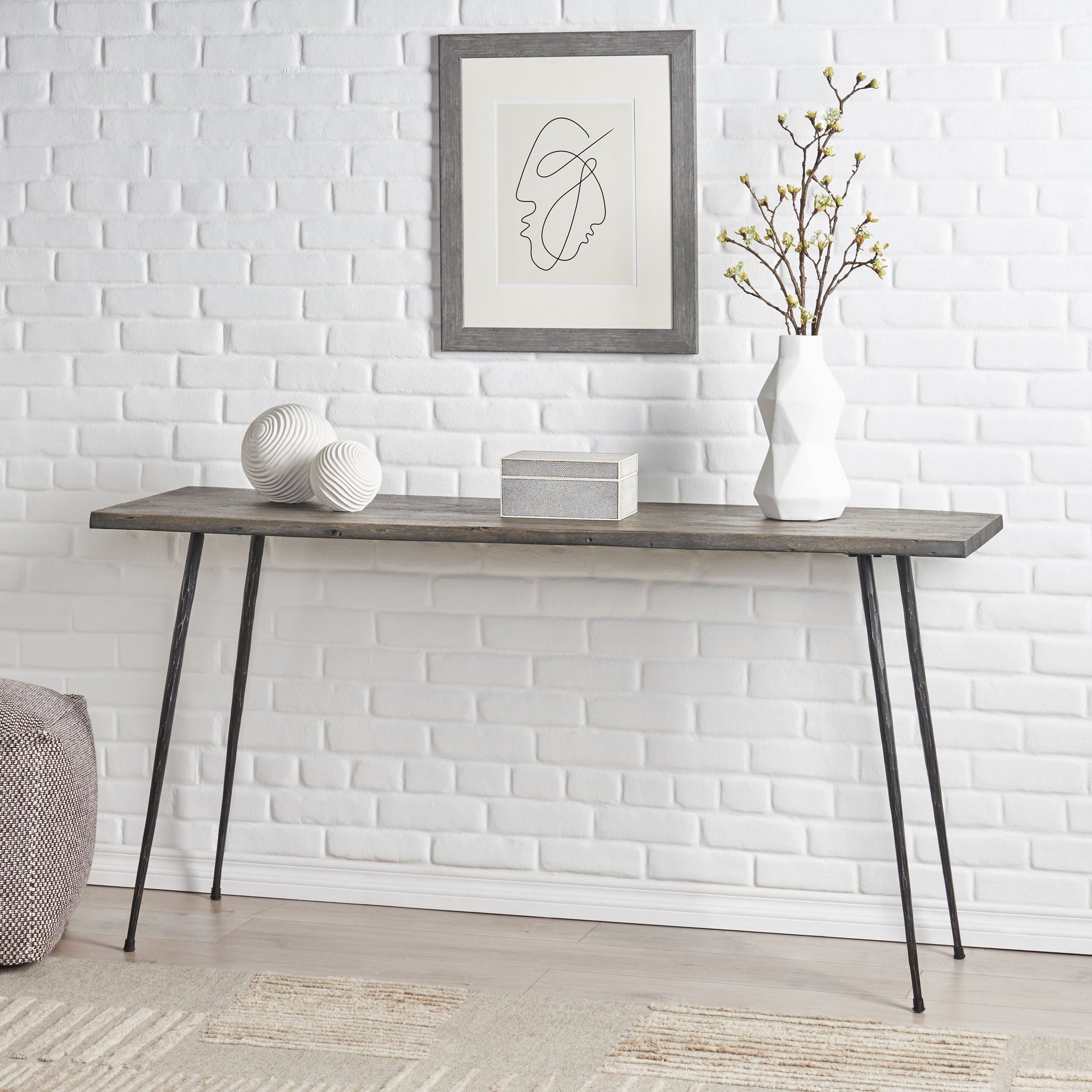 Console Table Grey Wood