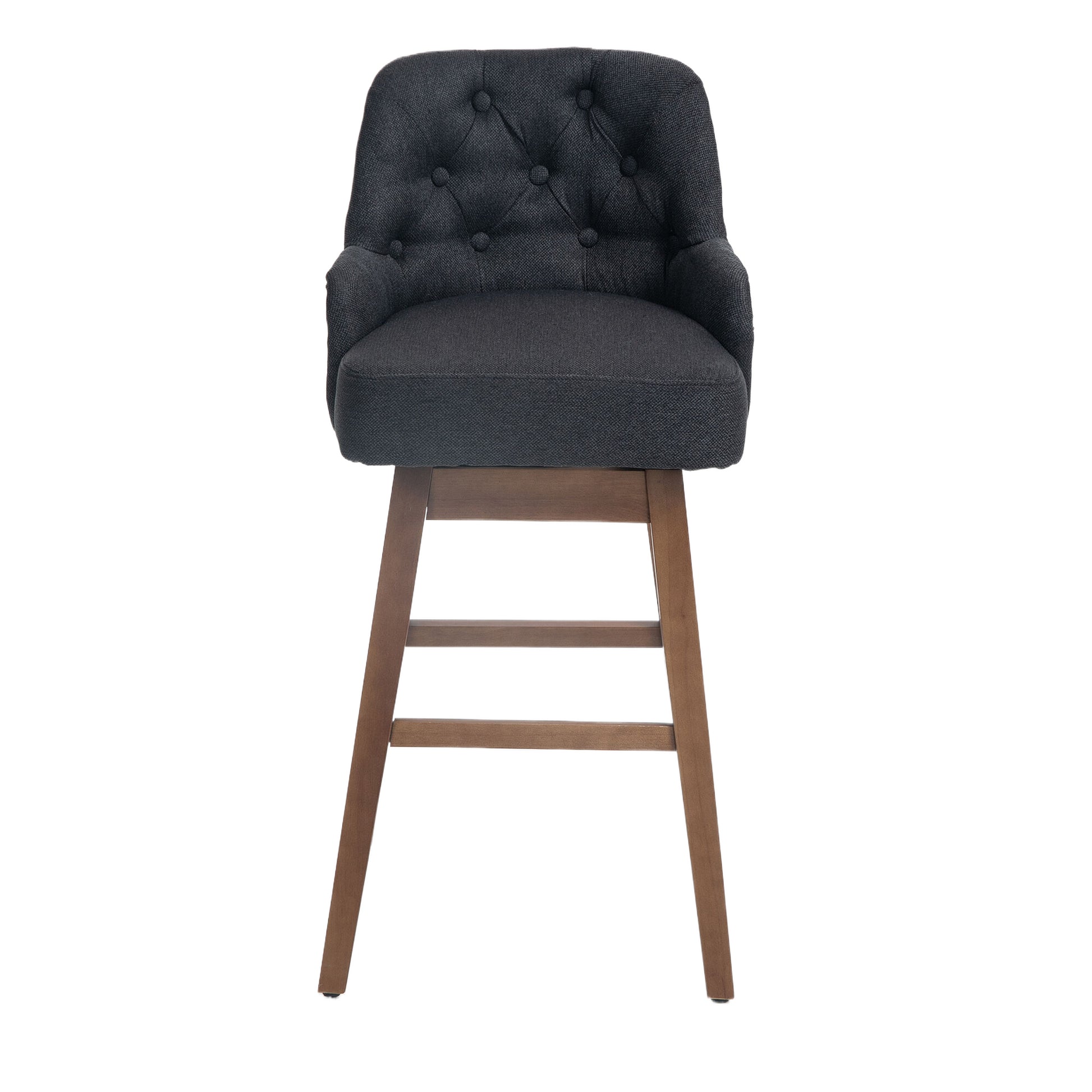 Coolmore Bar Stools Set Of 2 Counter Height Chairs With Footrest For Kitchen, Dining Room And 360 Degree Solid Wood Legs Swivel Bar Stools Set Of 2 Black Linen Black Foam Linen