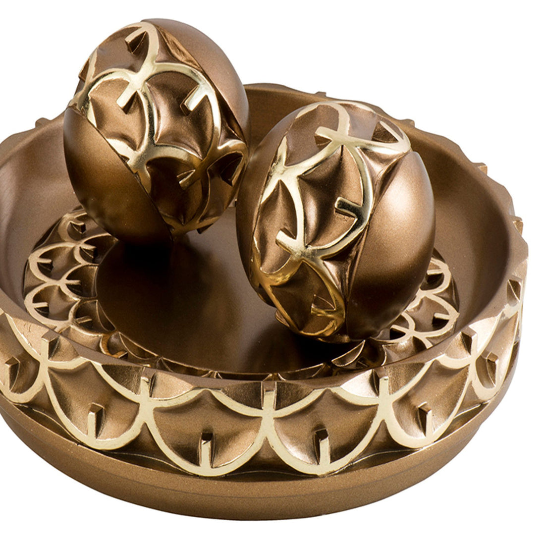 11.75" Long Polyresin Decorative Bowl "Mystic Owl" With Golden Finish Gold Polyresin