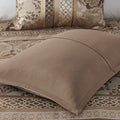 7 Piece Jacquard Comforter Set Brown Gold King King Brown Gold Polyester