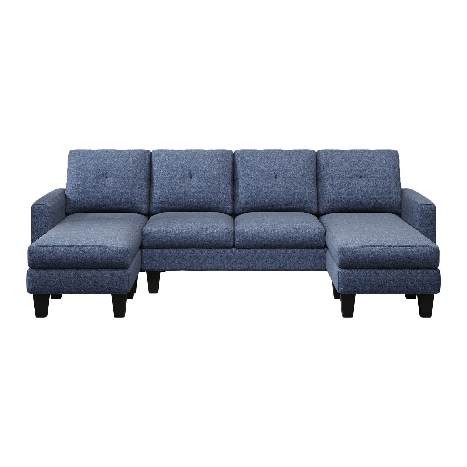 U Shaped Sofa Coch 4 Seat Sofa With Chaise Polyester Fabric For Living Room Apartment Office Blue Blue Primary Living Space Soft Eucalyptus Foam Linen 4 Seat