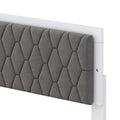 Queen Size Upholstered Bed With Led Light,Modern Platform Bed With With Velvet Headboard,White Queen White Mdf