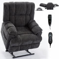 Dual Motor Heat Massage Infinite Position Up To 350 Lbs Electric Power Lift Recliners With Power Remote, Medium Firm And Heavy Duty, Grey White Metal Primary Living Space Heavy Duty Pine Grey Chenille Power Remote Medium Firm Cushion Back American Design