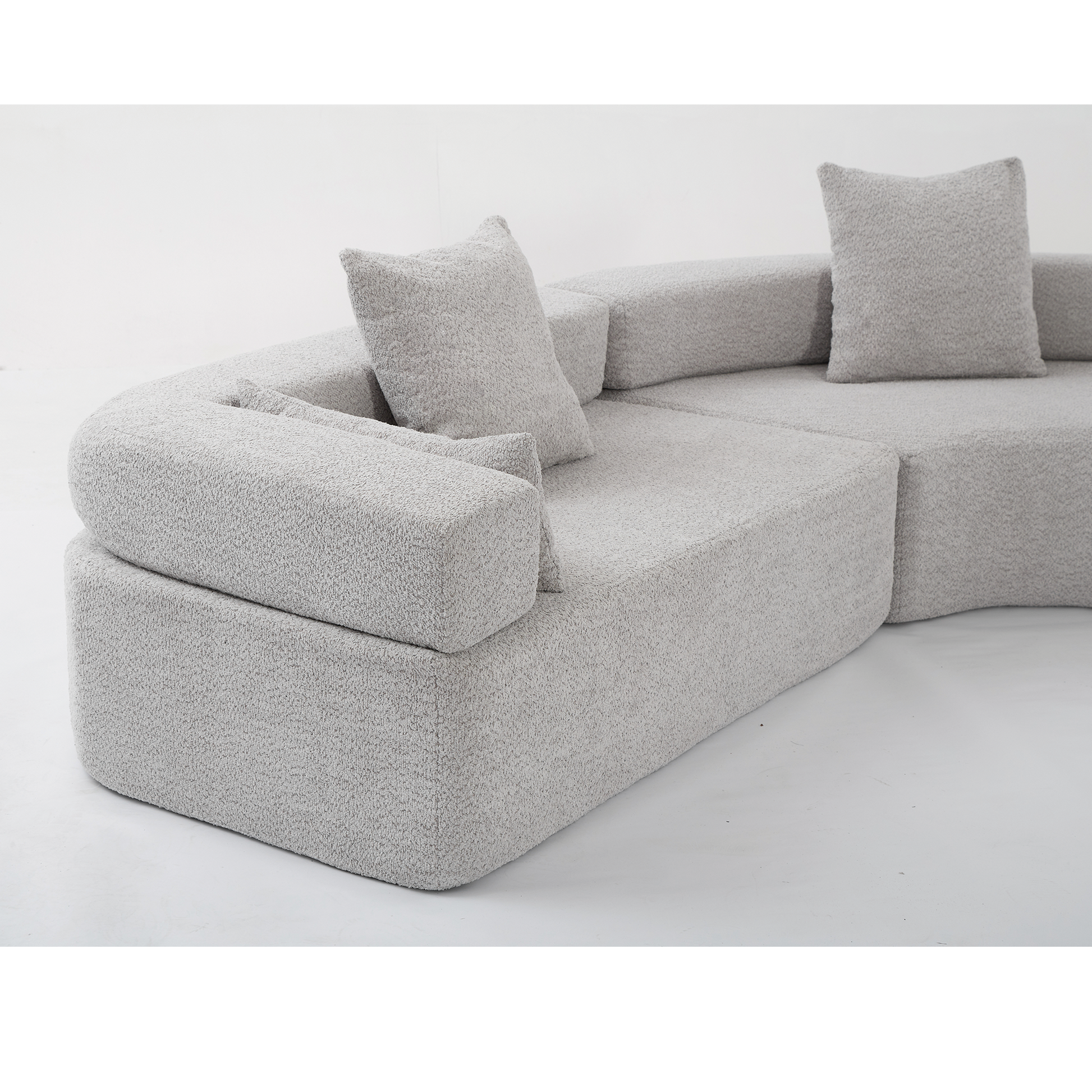 Arrived Oversized Combination Sofa,Curved Sofa,Upholstered 4 Seater Couch For Living Room, Modern Modular 3 Piece Free Combination, Semicircular Modular Sofaboucle, Gray Gray Polyester Primary Living Space Soft Tight Back Modern Square Arms Foam