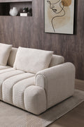 Modern Sectional Sofa, 4 Seater, Granular Fleece Velvet Upholstered Sofa Couch For Living Room Apartment Small Space, Beige Beige Polyester Wood Primary Living Space Medium Soft Cushion Back Modern Eucalyptus Foam Solid Wood 4 Seat