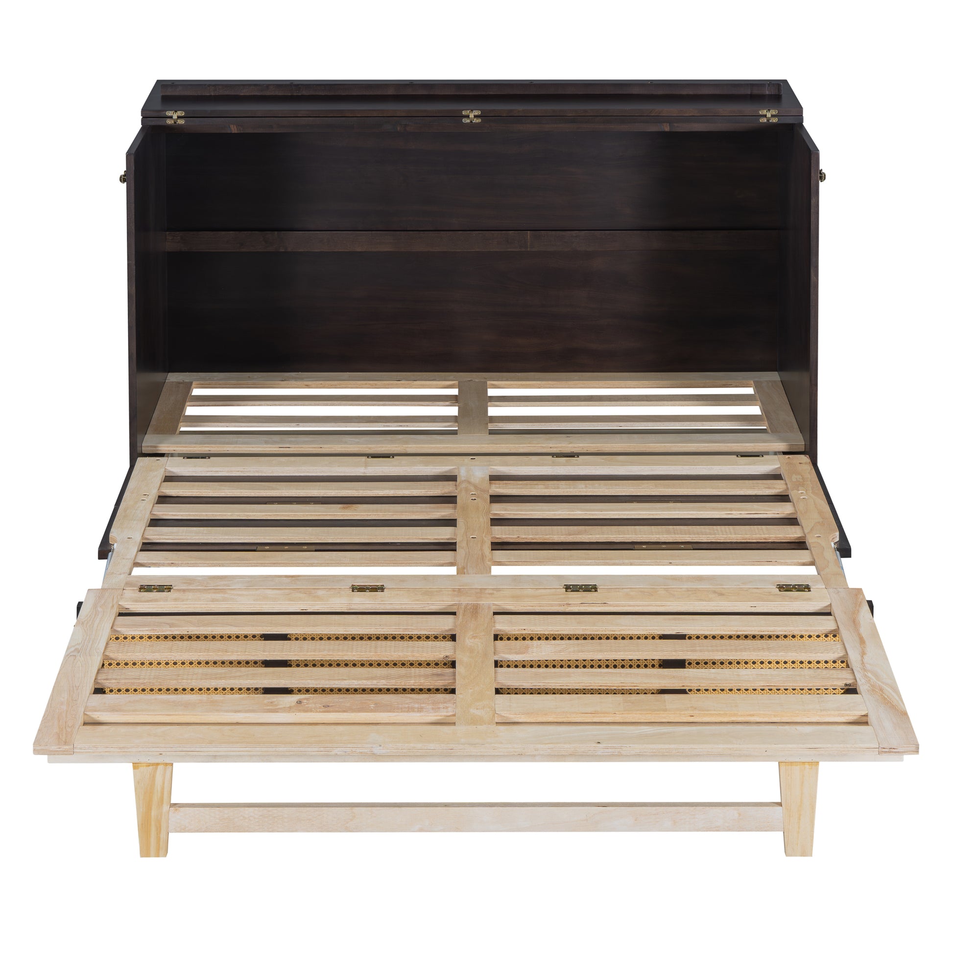 Queen Murphy Bed With Large Drawers,Espresso Queen Espresso Plywood