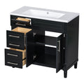 36'' Bathroom Vanity With Top Resin Sink, Freestanding Bathroom Storage Cabinet With 2 Drawers And A Tip Out Drawer, Solid Wood Frame Vanity Set, Height Adjustable Shelf Black Bathroom Solid Wood