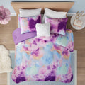 Watercolor Tie Dye Printed Comforter Set With Throw Pillow King Multicolor Polyester