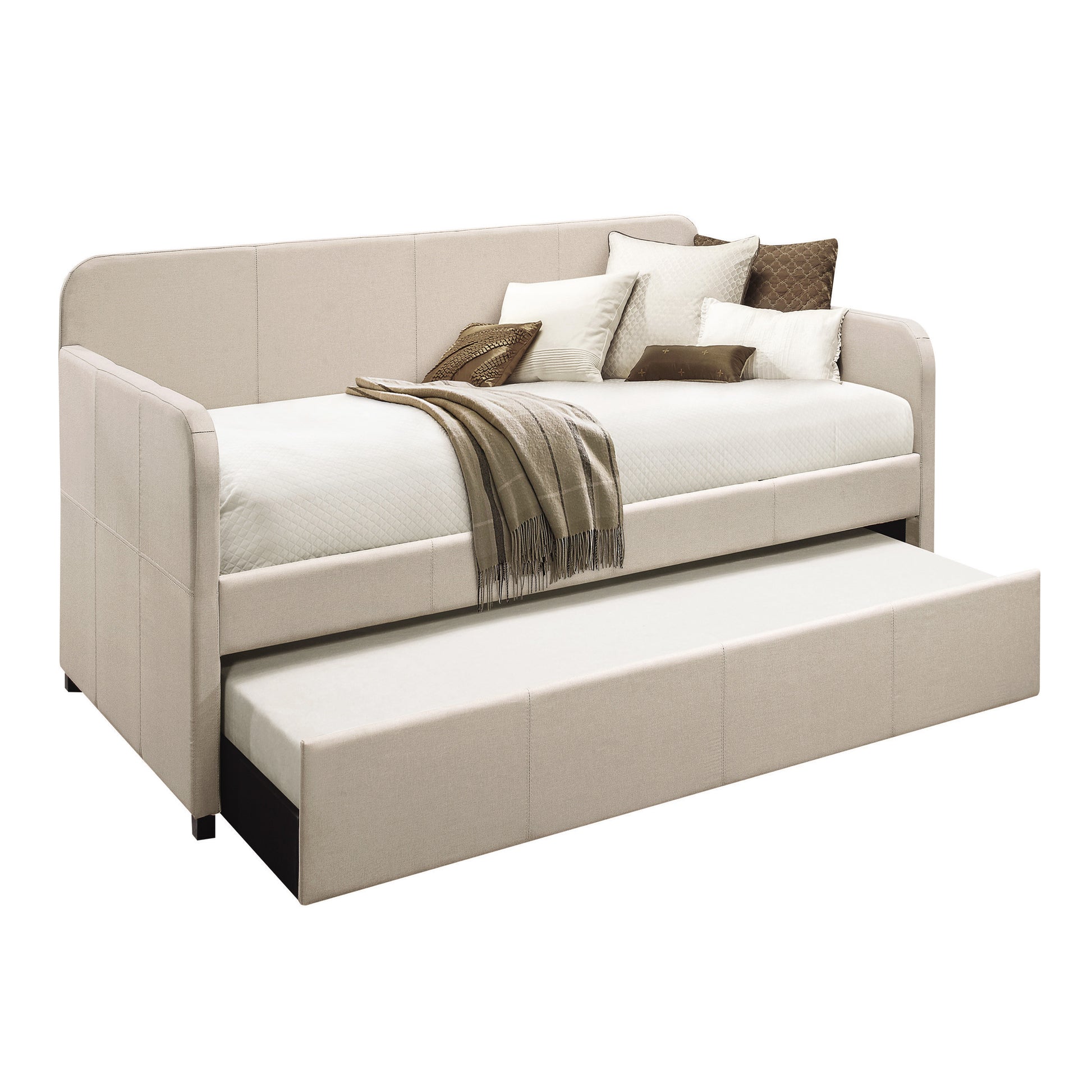 Fog Twin Upholstered Daybed With Trundle Box Spring Not Required Twin Fog Traditional Wood Fabric