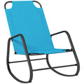 Outsunny Garden Rocking Chair, Outdoor Indoor Sling Fabric Rocker For Patio, Balcony, Porch, Light Blue Light Blue Steel