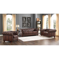 Stanwood Leather Sofa Caramel Down Filling Genuine Leather 3 Seat