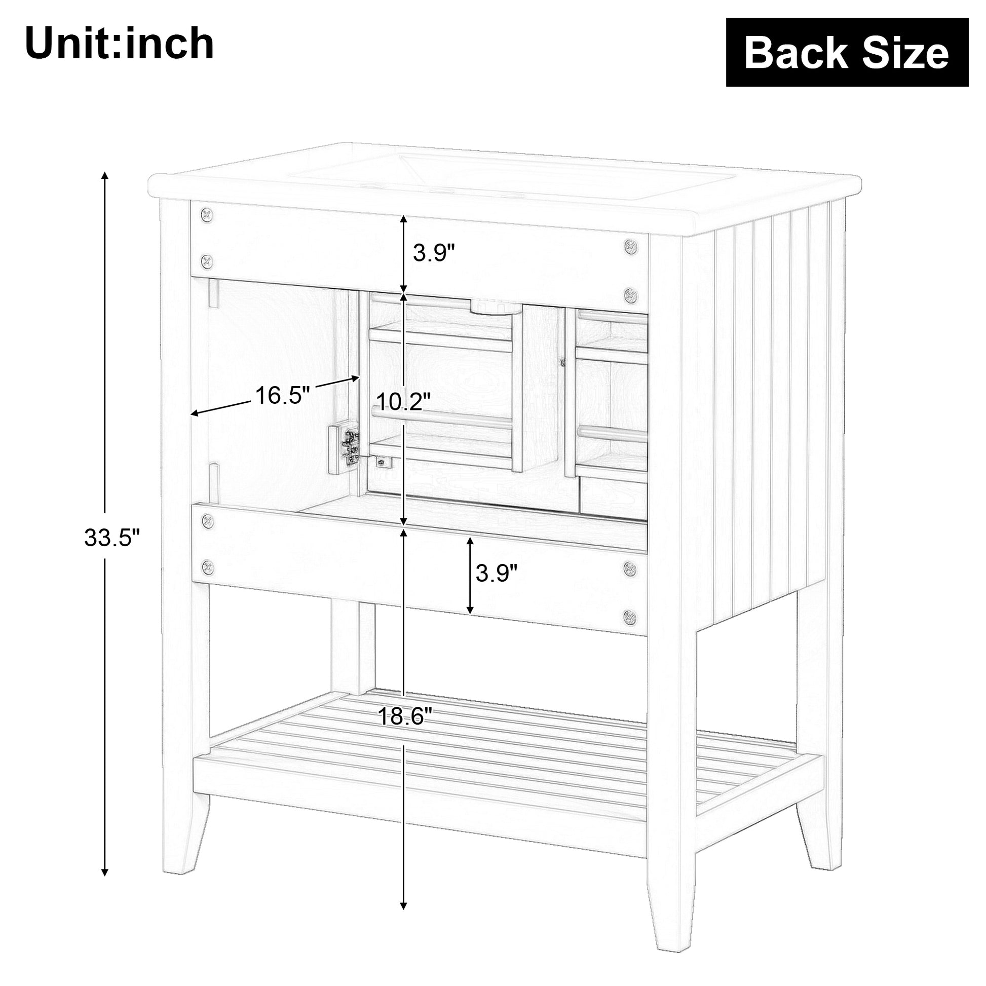 30" Gray Modern Sleek Bathroom Vanity Elegant Ceramic Sink With Solid Wood Frame Open Style Shelf & Door Shelf Design Gray Solid Wood