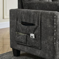 Sectional 3 Seaters Sofa ,Double Sided Multi Functional Footstool, Storage Matnon Slip Leg, Two Pillows, Velvet, Dark Grey Dark Grey Velvet 3 Seat