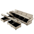 Adjustable Arms And Backs Sectional Sofa, Modern Sectional Couch U Shaped Sofa Couch With Storage Ottoman, Sofa With Convertible Chaise Beige Beige Polyester 4 Seat