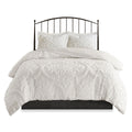 3 Piece Tufted Cotton Chenille Da Comforter Set Off White Full Queen Full Off White Cotton
