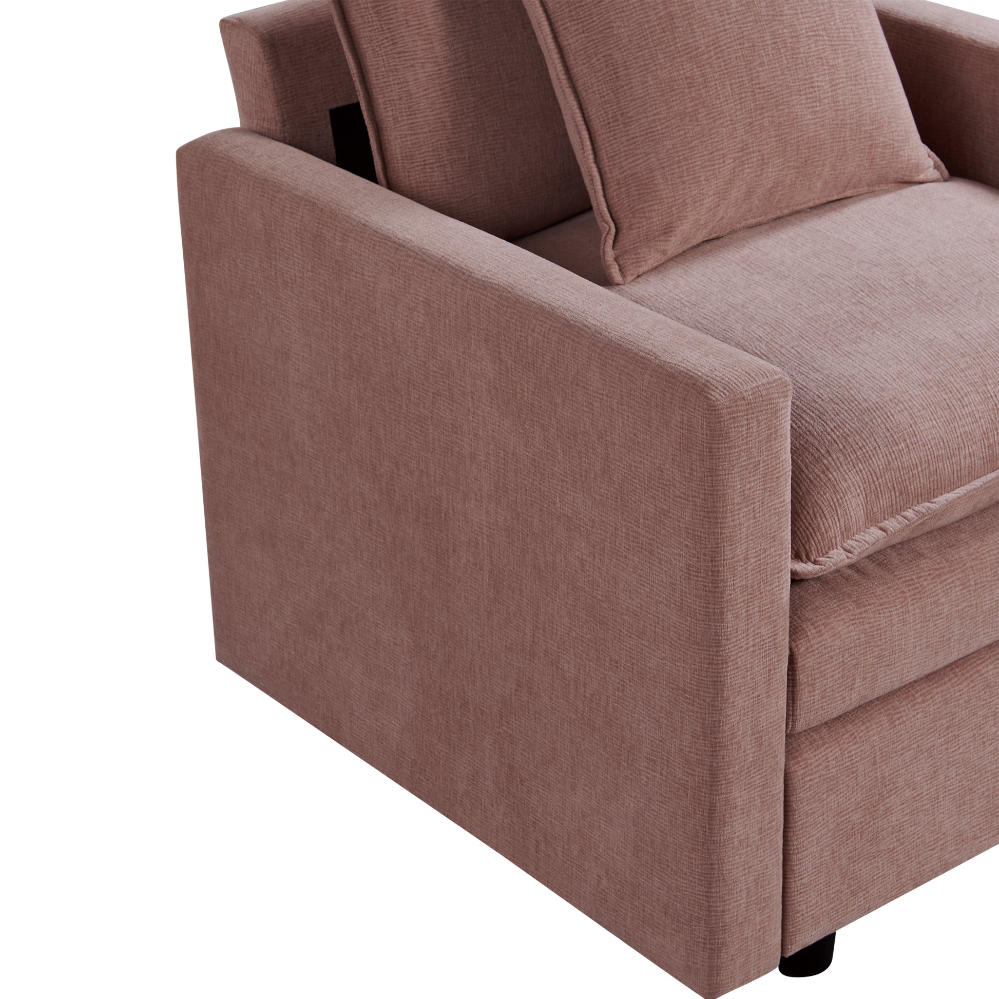 Chenille Fabric Comfy Deep Single Seat Sofa Upholstered Reading Armchair Living Room Pink Wood Foam Chenille 1 Seat