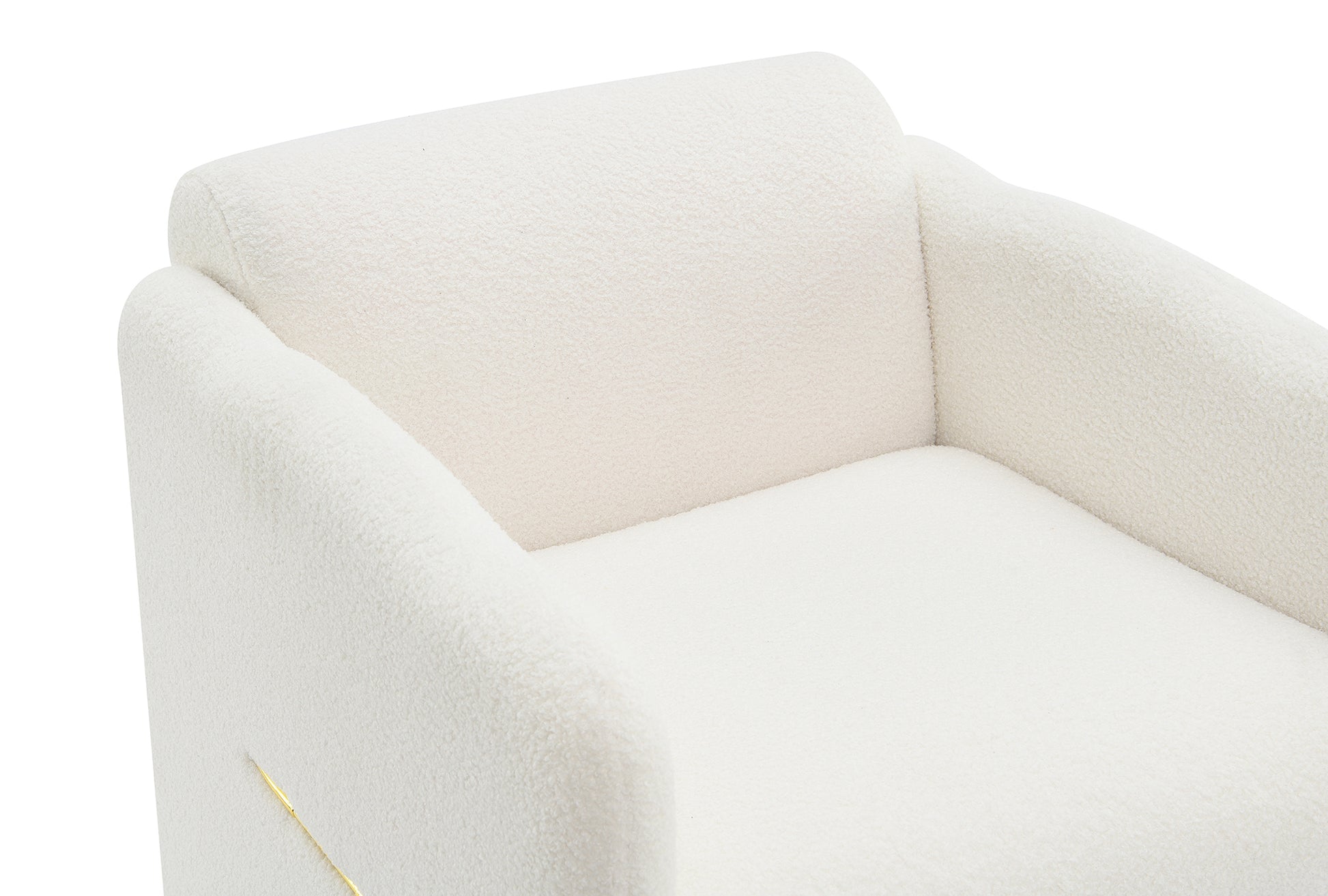 Arm Chair With Waved Arms, Metal Decoration On Both Side Arms, Accent Chair For Primary Living Space, Living Room, Bedroom,Teddy Fabric, White White Primary Living Space Modern Foam Plywood
