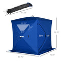 Outsunny 2 4 People Ice Fishing Shelter, Pop Up Portable Ice Fishing Tent With Carry Bag, Two Doors, Windows And Vents, Ice Shanty For Winter Fishing, Blue Blue Fabric