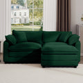 Corduroy Two Seater Sofa With 1 Footrest, L Shaped 2 Seater Sofa With Ottoman For Small Living Spaces, Green Corduroy Sofa Green Corduroy 2 Seat