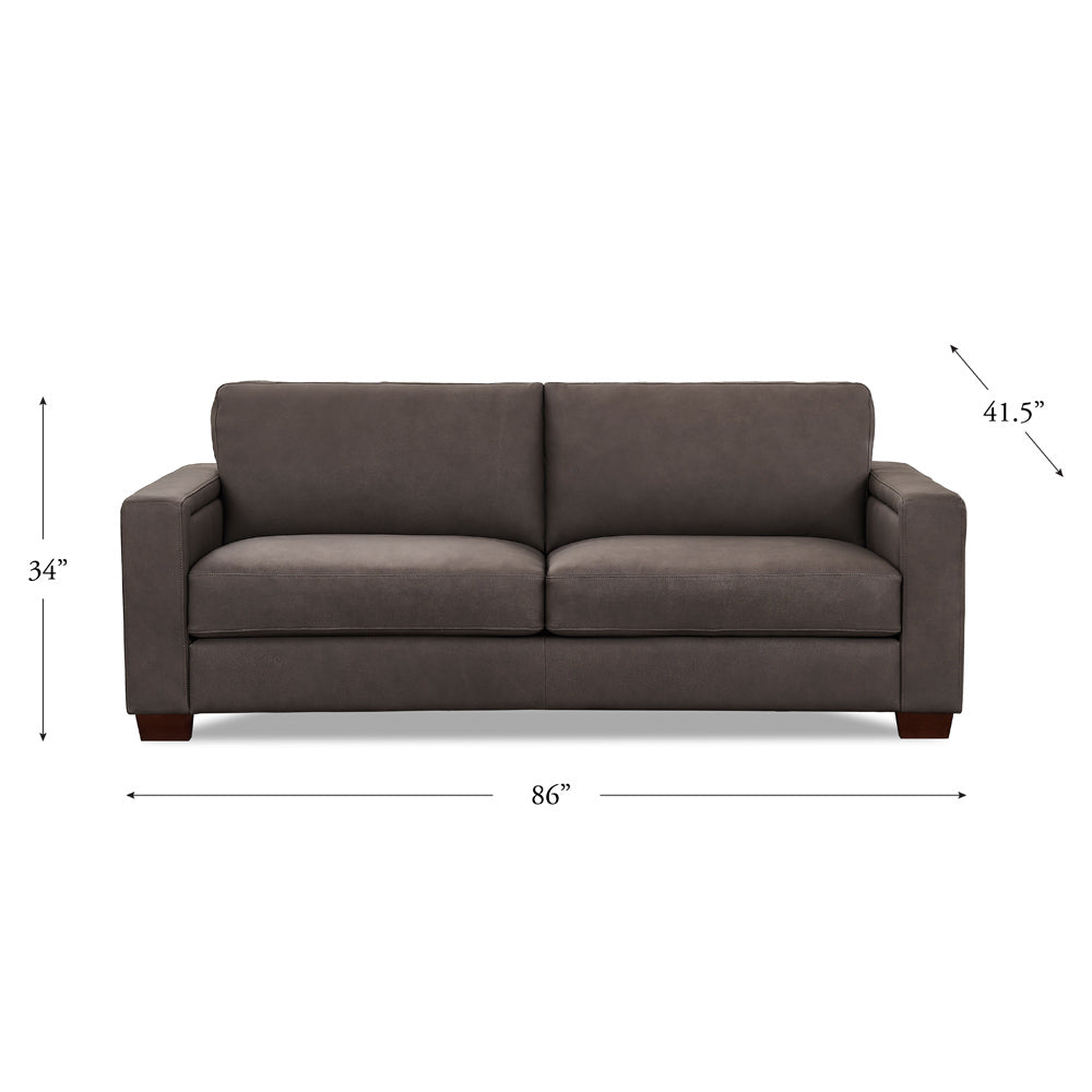 Marciano Performance Sueded Leather Sofa Chocolate Down Filling Genuine Leather 2 Seat