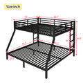 Metal Queen Over King Bunk Bed For Teens And Adults,Space Saving Noise Reduced No Box Spring Needed, Black Black Metal