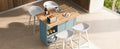K&K Kitchen Island With Foldable Counter Top, Kitchen Storage Cart With Slide Out Shelf, Towel Rack And Drawer, Rolling Kitchen Cart On Wheels, For Kitchen, Living Room, Dining Room, Grey Blue Grey Blue Brown Kitchen Classic,Farmhouse,Luxury,Modern