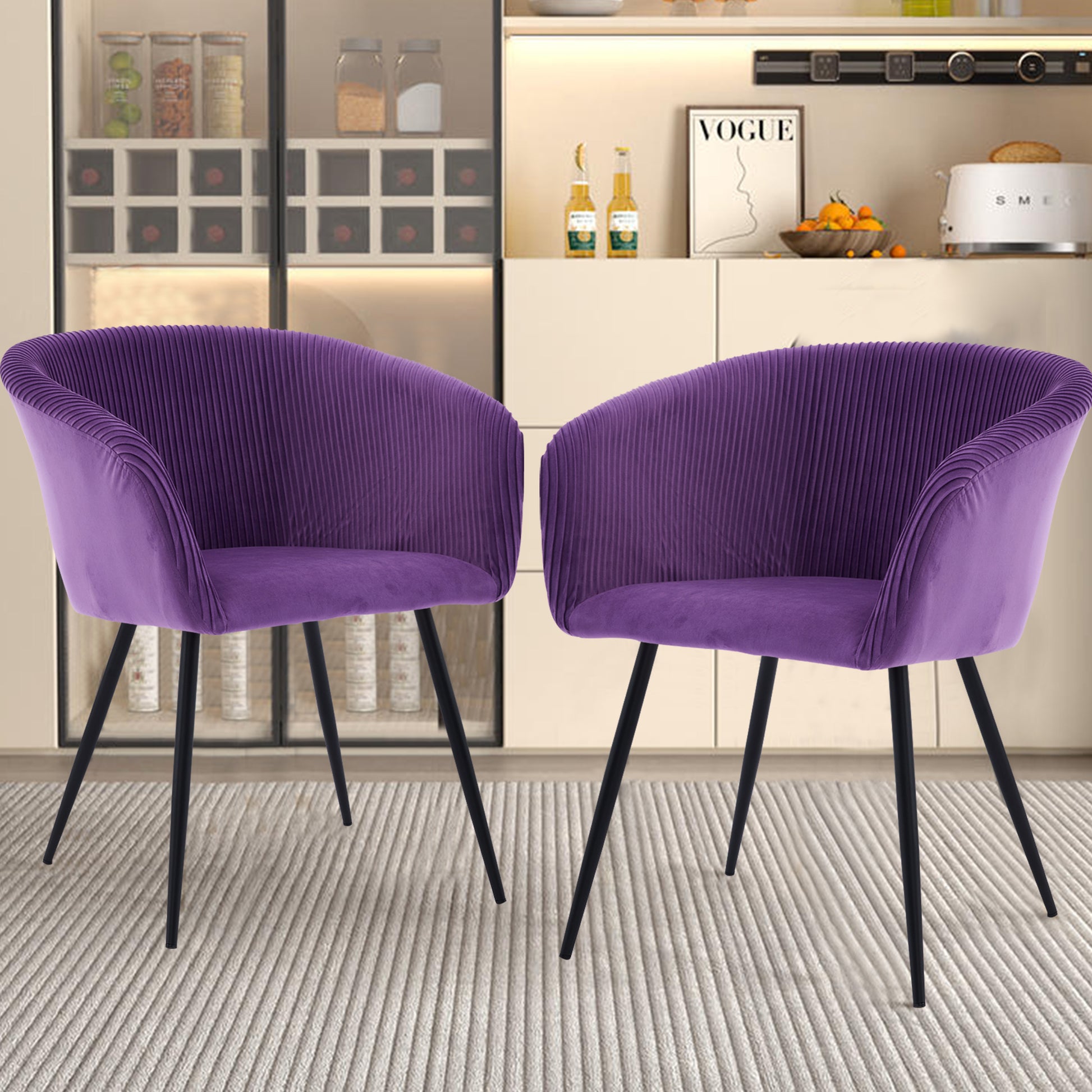Ts Stripe Dinding Chair Purple Velvet