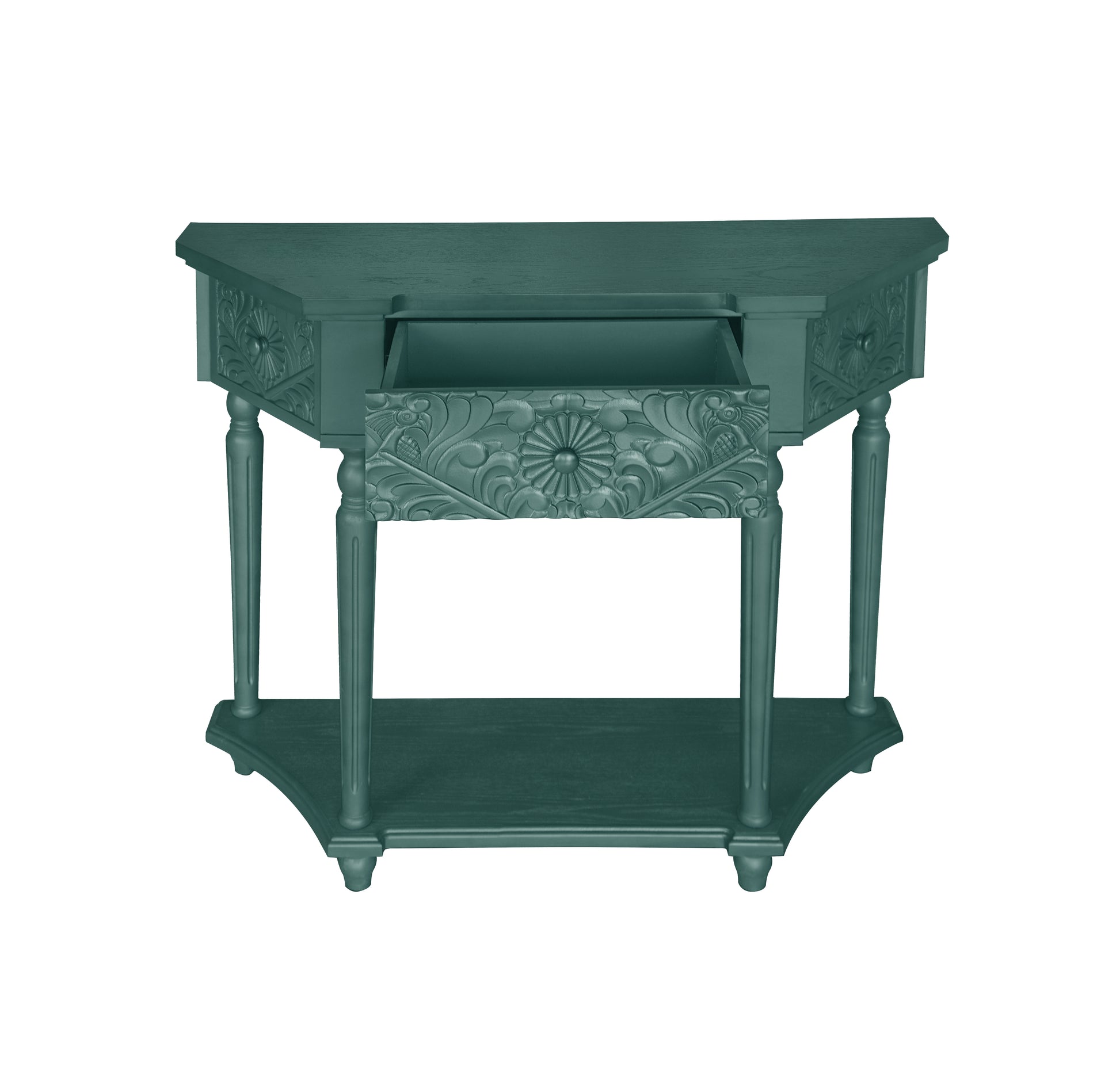 1 Drawer End Table,Side Table,Elegant Carved 1 Drawer End Table For Living Room Bed Room Study Entryway Dark Green American Design Mdf
