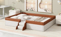 Queen Size Upholstered Daybed Frame With Fence And Stairs, Brown White Queen Brown White Mdf Lvl