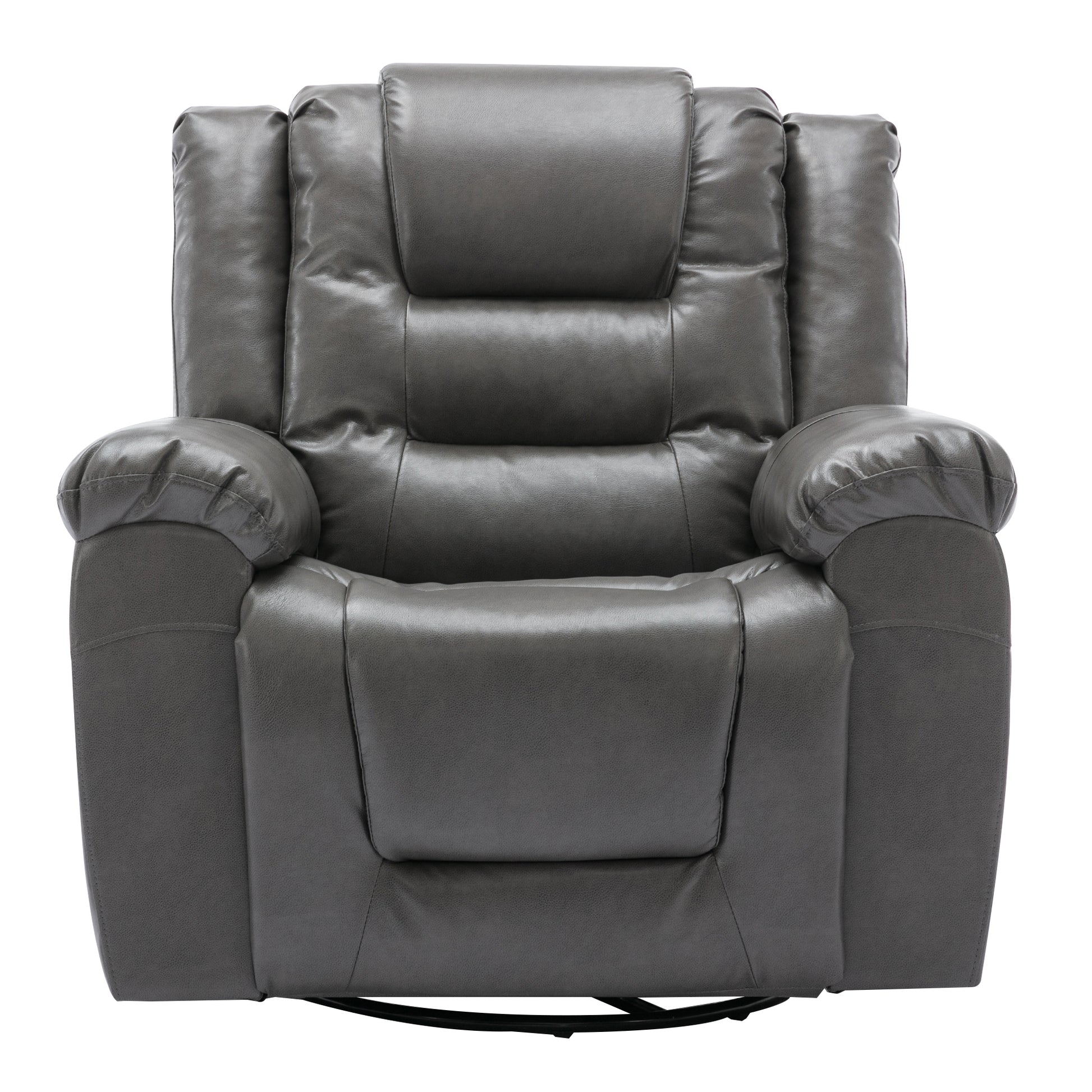 360 Swivel And Rocking Home Theater Recliner Manual Recliner Chair With Wide Armrest For Living Room,Bedroom, Grey Grey Foam Pu