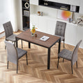 5 Piece Dining Set Including Grey Velvet High Back Nordic Dining Chair & Creative Design Mdf Dining Table Walnut Solid Back Seats 4 Brown Metal Dining Room Modern Foam Dining Table With Chair Mdf