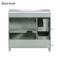 36 Inch Bathroom Vanity, Transitional Style Bathroom Cabinet With Resin Sink, Green Single Bathroom Cabinet, With 2 Drawers And 1 Adjustable Storage Shelf, 2 Soft Close Doors Green Bathroom Solid Wood Mdf Resin