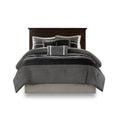 7 Pc Pieced Faux Suede Comforter Set Black King King Black Polyester