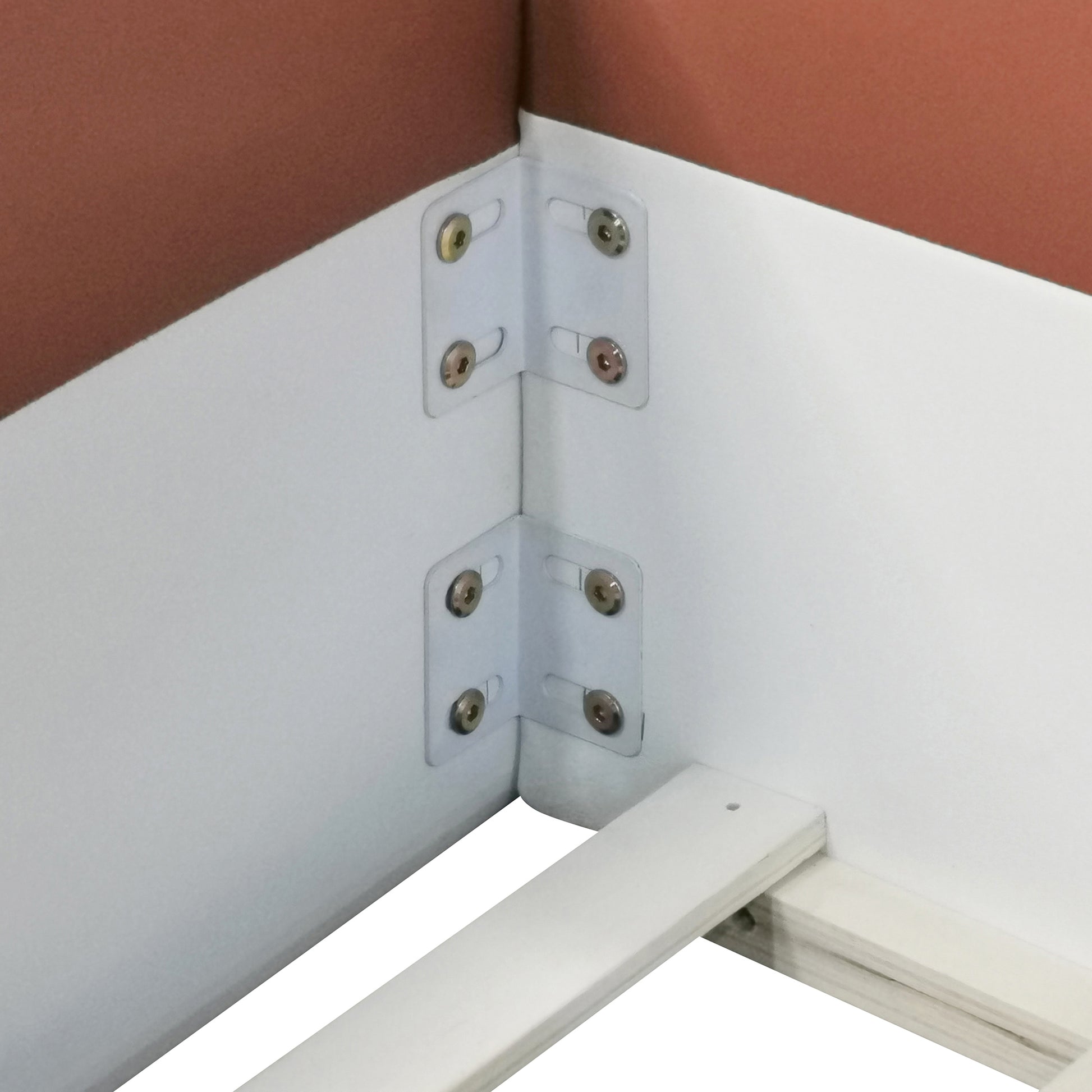 Queen Size Upholstered Daybed Frame With Fence And Stairs, Brown White Queen Brown White Mdf Lvl