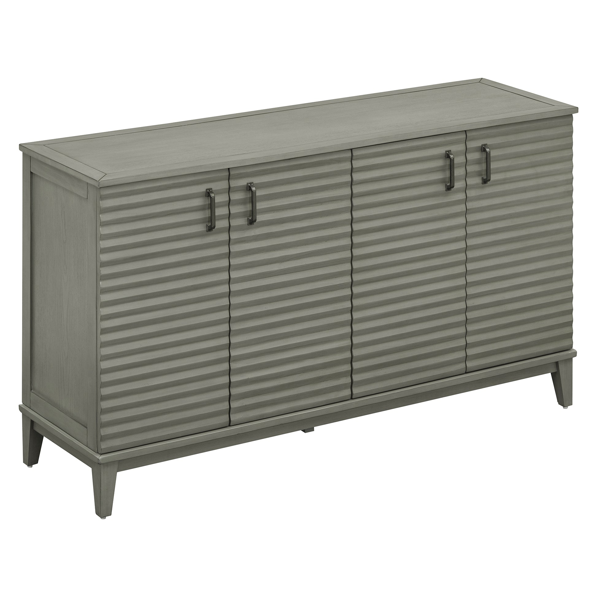 Sideboard With 4 Door Large Storage Buffet With Adjustable Shelves And Metal Handles For Kitchen, Living Room, Dining Room Antique Gray Antique Gray Solid Wood Mdf