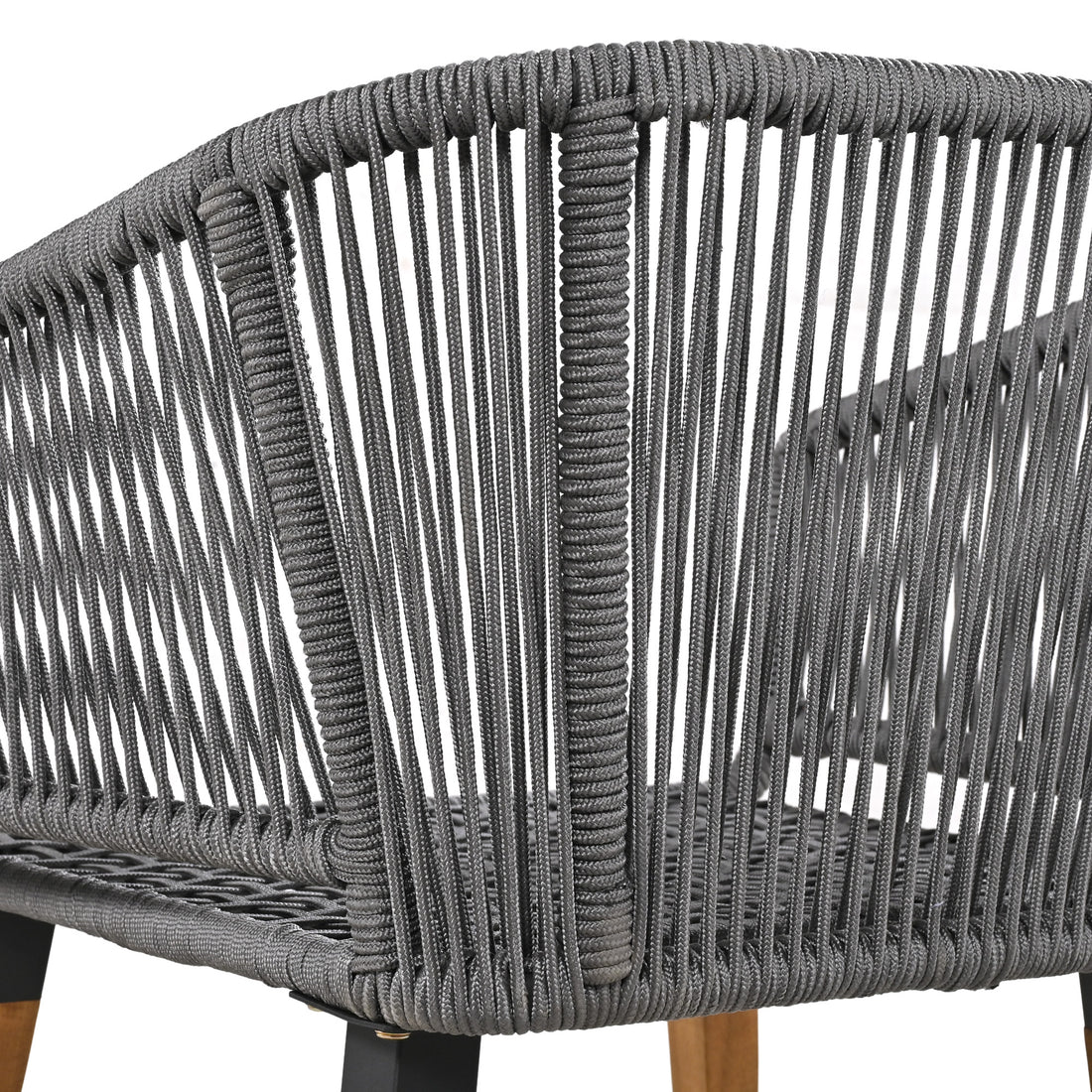 K&K 6 Piece Rope Patio Furniture Set, Outdoor Furniture With Acacia Wood Cool Bar Table With Ice Bucketdeep Seat Patio Conversation Set With Two Stools For Backyard Porch Balcony Grey Yes Complete Patio Set Grey Weather Resistant Frame Fade Resistant