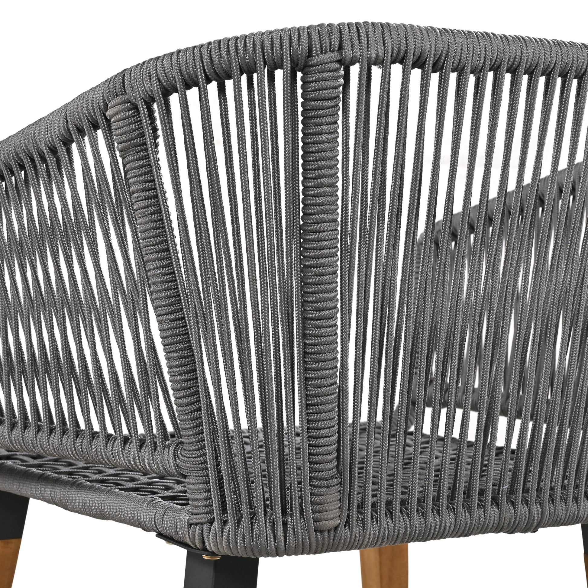 K&K 6 Piece Rope Patio Furniture Set, Outdoor Furniture With Acacia Wood Cool Bar Table With Ice Bucketdeep Seat Patio Conversation Set With Two Stools For Backyard Porch Balcony Grey Yes Complete Patio Set Grey Weather Resistant Frame Fade Resistant