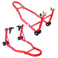 Motorcycle Stand 1000Lb Sport Bike Front And Rear Wheel Lift Swingarm Paddock Stands Black Ured Red Steel