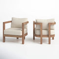 Set Of 2 Outdoor Acacia Wood Patio Club Chair, Patio Furniture,Waterproof Thick Cushion Deep Seating For Porch, Garden, Backyard, Balcony, Weight Capacity 400Lbs, Brown Wash, Beige Cushion Yes Deep Seating Brown Beige Garden & Outdoor 2 Person Seating
