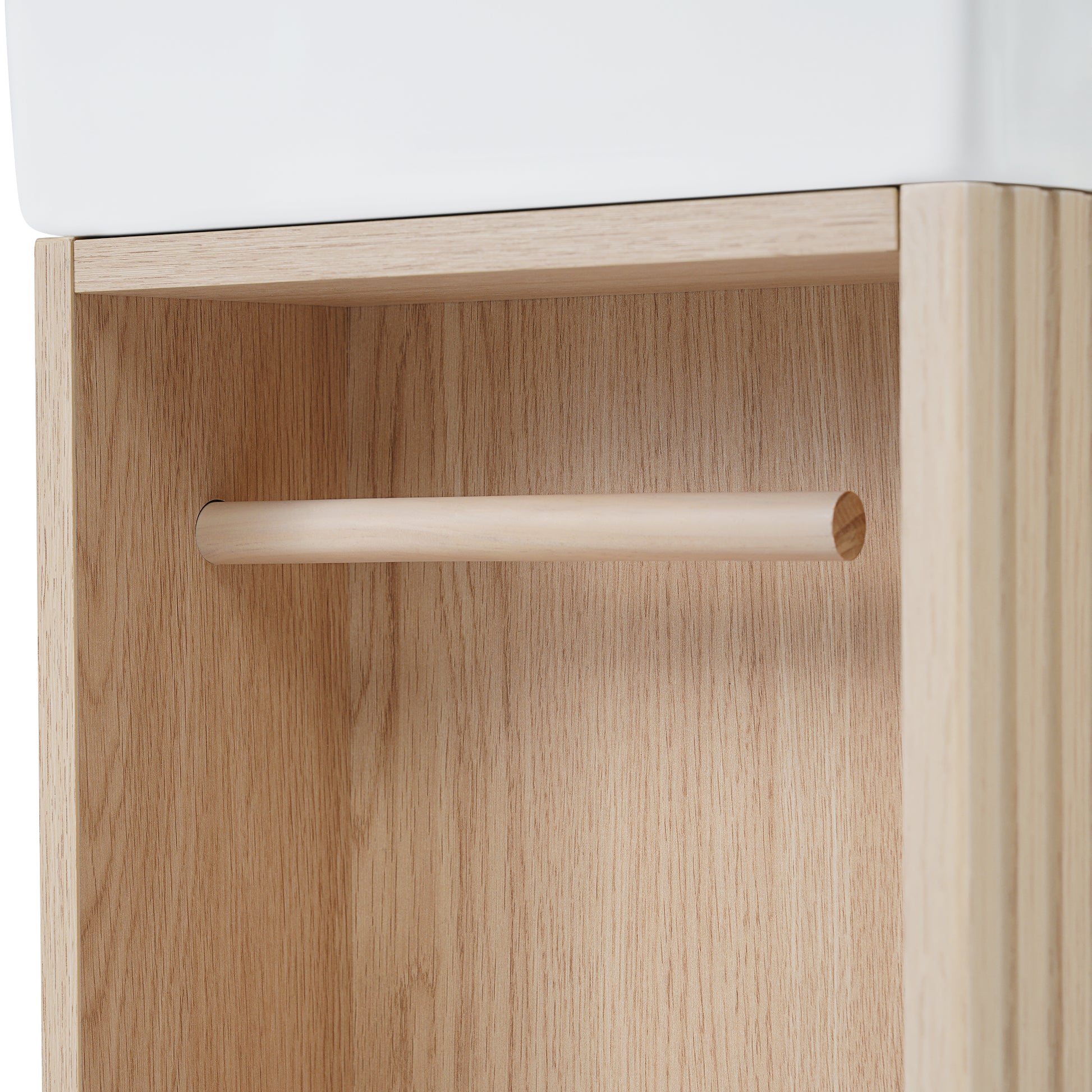 18.6" Bathroom Vanity With Sink, Bathroom Vanity Cabinet With Two Tier Shelf, Left Or Right Orientation, Natural Natural Mdf