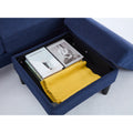Blue Color Knock Down 3 Seat Combo Sofa With Storage Ottoman For Living Room Apartment Bedroom And Compact Room,Room, Upholstered Sectional Couch, L Shaped Bench With A Footrest, A Individual Stool White Wood Primary Living Space Heavy Duty Pine 3 Seat