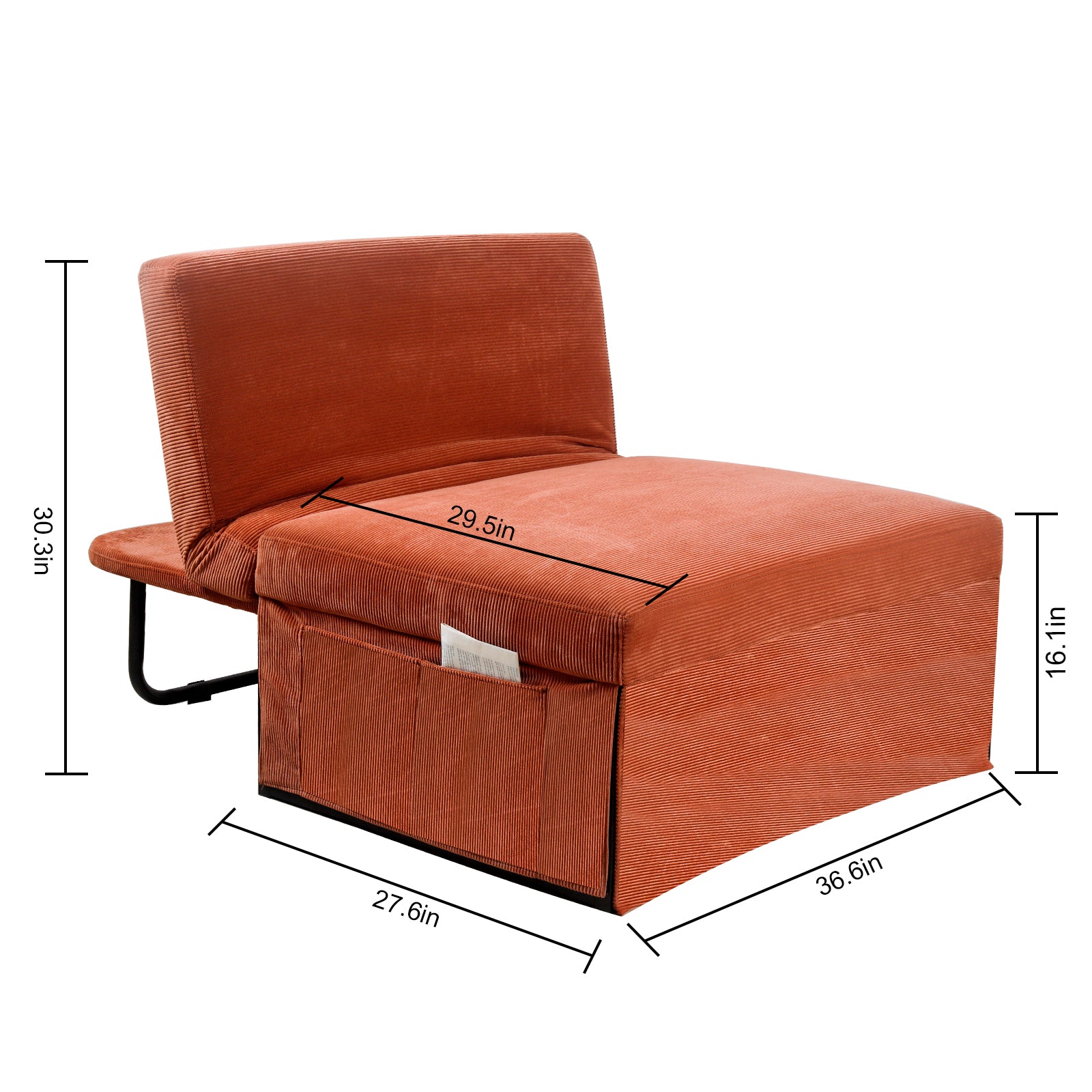 Modern Corduroy Sofa Bed,Couch Chair,Sleeper Bed,Small Lounge Sofa W Reclining Backrest,Furniture For Living Room,Bedroom,4 In 1 Convertible Sleeper Sofa Bed, Red Brown Full Brown Corduroy