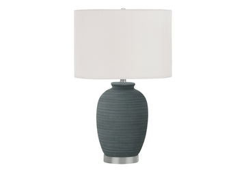 Lighting, 24"H, Table Lamp, Blue Ceramic, Ivory Cream Shade, Contemporary Blue Ceramic