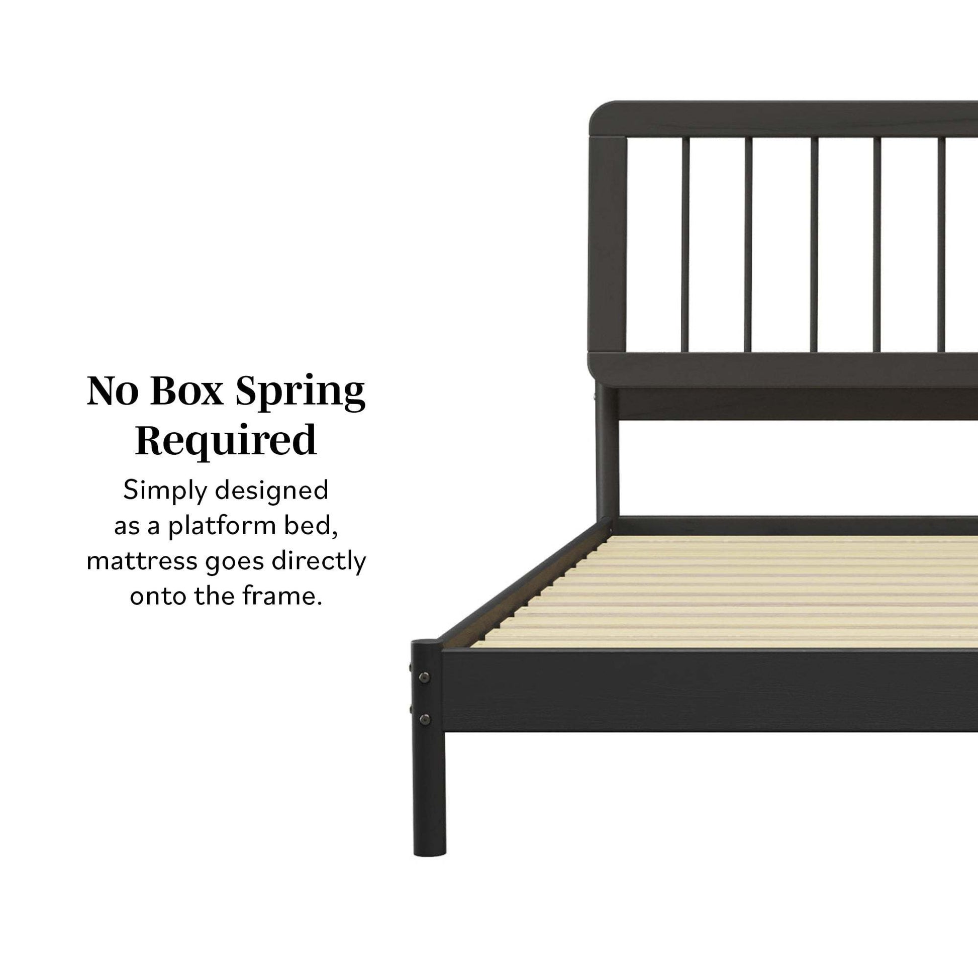 Mid Century Modern Solid Wood King Spindle Bed Black King Black Pine Pine