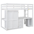 Twin Size Loft Bed With Wardrobe, Desk And Storage Drawers, White Twin White Pine