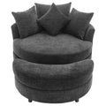 Orisfur. 360 Swivel Accent Barrel Chair With Storage Ottoman & 4 Pillows, Modern Chenille Leisure Chair Round Accent For Living Room, Gray Gray Foam Chenille