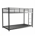 Metal Twin Over Full Bunk Bed Heavy Duty Sturdy Metal Noise Reduced Safety Guardrail No Box Spring Needed,Black Twin Black Metal Metal