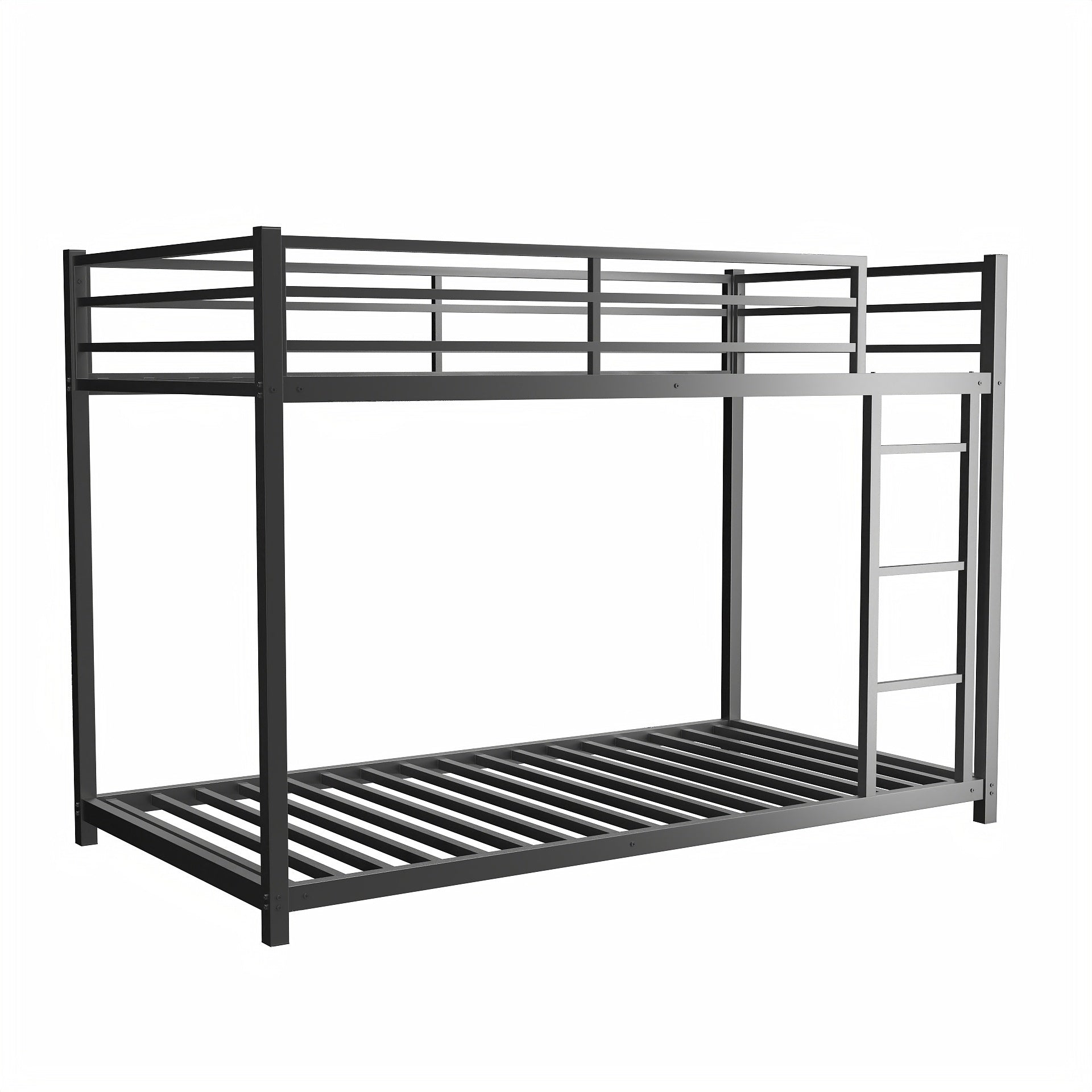 Metal Twin Over Full Bunk Bed Heavy Duty Sturdy Metal Noise Reduced Safety Guardrail No Box Spring Needed,Black Twin Black Metal Metal