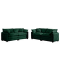 Modern Fabric Living Room Sofa Two Piece Set, Two 2 Seater Sofas With 8 Cushion Upholstery Large Deep Seat Recliner, Green Corduroy Fabric Green Corduroy 4 Seat