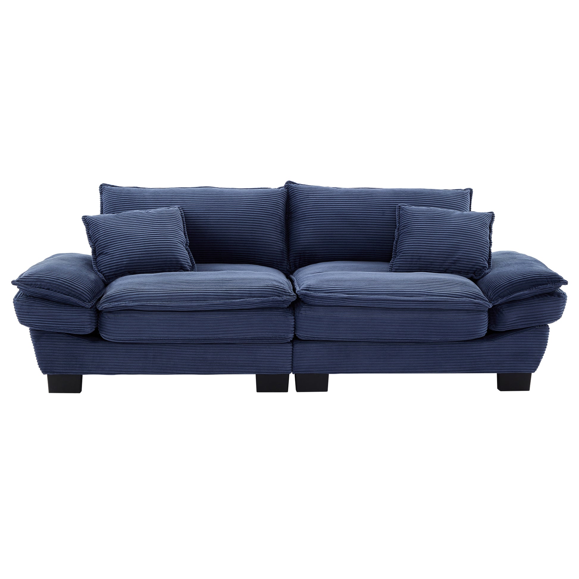 Corduroy Sofa Sleeper Couch Loveseat Sofa With Pillows Comfy Upholstered Deep Seat Sofa For Bedroom,Living Room,Apartment,Office,Dorm Blue Corduroy Blue Foam Upholstered 2 Seat